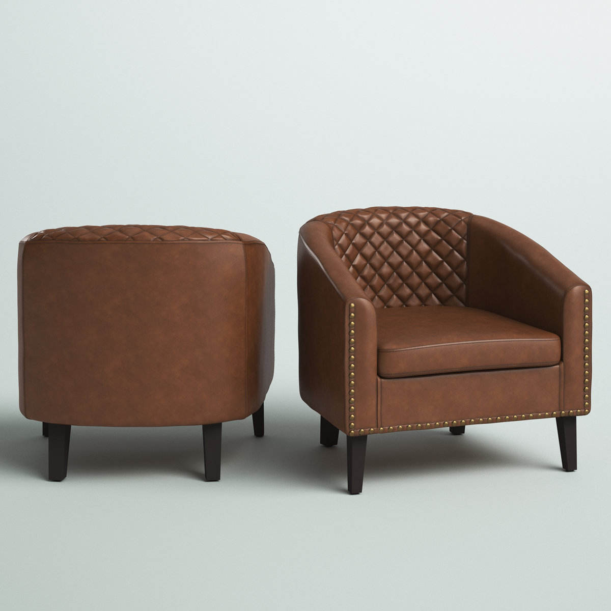 Boney 2- Piece 29" Wide Tufted Faux Leather Barrel Club Chair